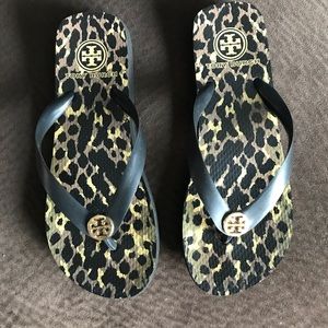 Tory Burch leopard Flip flops